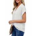 thumbnail image 4 of UVN Blouses for Women Summer Short Sleeve Work Shirts Dressy Casual V Neck Print Tops, 4 of 9