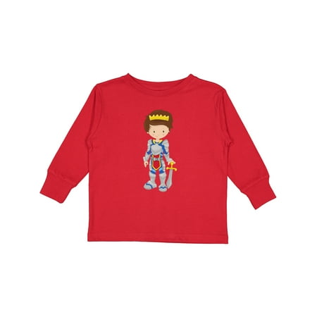 

Inktastic Boy Prince Brown Hair Knight In Shining Armor Boys Long Sleeve Toddler T-Shirt