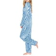 thumbnail image 6 of pstuiky Womens Pajama Sets Oversized Striped Print Comfortable Sleepwear with Pants Casual Loose Fit Collared Long Sleeve Pajamas Plus Size Sleepwear Blue S, 6 of 6