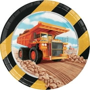 Party Central Big Dig Construction Disposable Round Party Dessert Plates - 6.75" - Multicolor - Club
