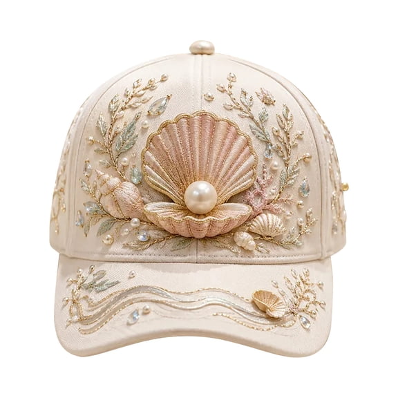 MEICHEN Women's Marine Animal Print Baseball Cap Adjustable Pearl Oyster Graphic Trucker Hat Casual Outdoor Sun Hat Lightweight Dad Hat