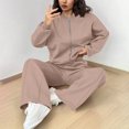 thumbnail image 4 of Women 2 Piece Outfits Sweatsuit Oversized Zip-Up Sweatshirt Sweatpants Tracksuit Sweat Lounge Matching Set 2025 Fall Trendy, 4 of 6