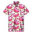 thumbnail image 2 of Camisa hawaiana con estampado de sandía colorida, blusas de verano de manga corta con botones y estampado 3D de frutas, ropa para hombre, blusa con solapa, 2 of 4