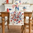 thumbnail image 2 of Sm:)e Watercolor Floral Poppy Eucalyptus Summer and 4th of July Table Runner 13 x 72 Inch,Seasonal Summer Washable Kitchen Dining, 2 of 7