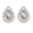 thumbnail image 2 of Dazzlingrock Collection 6X4mm Pear White Sapphire & Round White Diamond Teardrop Screwback Stud Earrings for Women (0.15 ctw, Color I-J, Clarity I2-I3) in 10K Rose Gold, 2 of 4