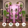 thumbnail image 4 of Bestier 65 inch Heart Shaped Plant Stand with Grow Lights & Wheels, 6-Tier Tall Metal Plant Shelf Display Shelf with Hanging Hooks for Indoor & Outdoor, Rustic, 4 of 8