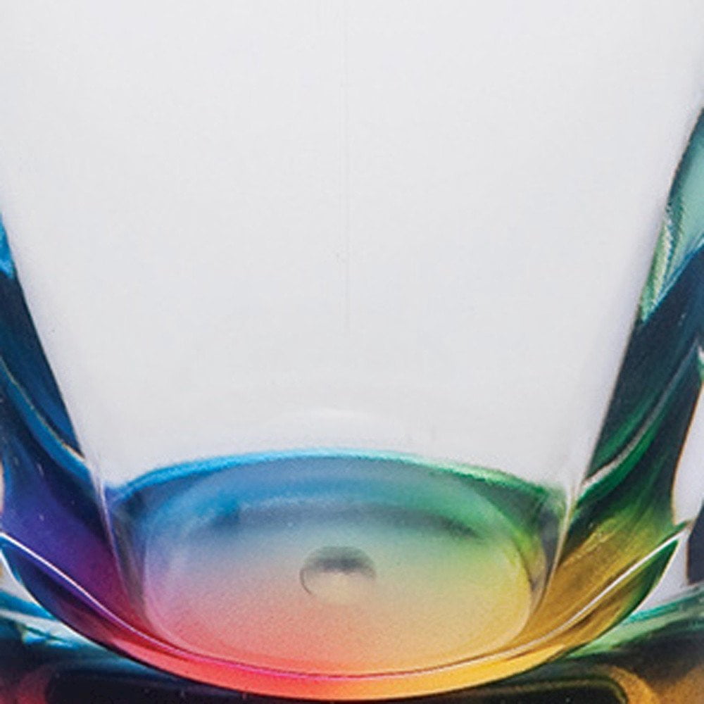 Set of Four Rainbow Geometric Acrylic Stemmed Flutes