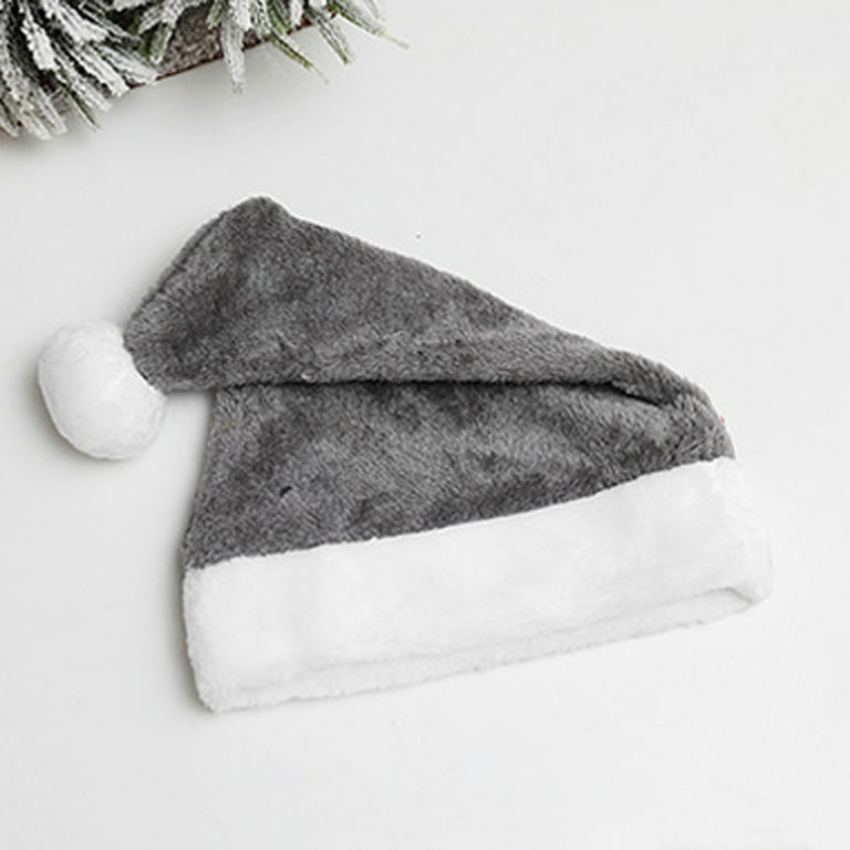 Christmas Santa Hat Short Plush Funny Christmas Hats Thickened Lengthened Santa Claus Cap Xmas Hat for Adults