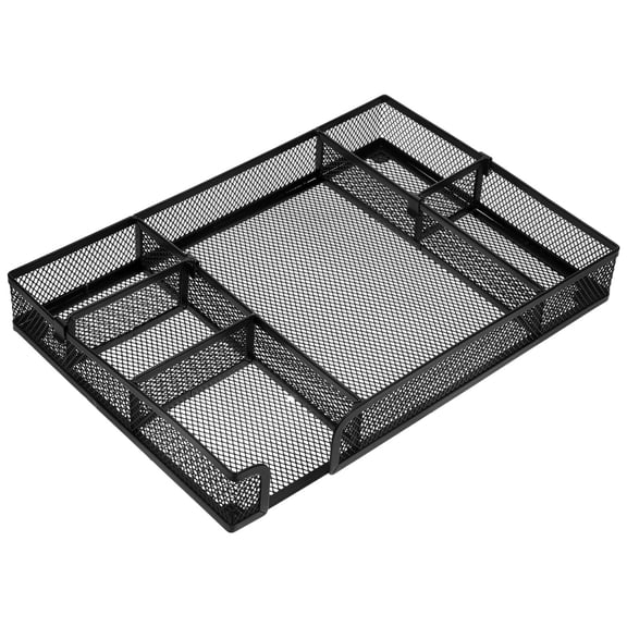 EXHUMKY Metal Drawer Organizer Black 1Pack 12.6X8.7X1.8In Simple Design For Stationery And Office Supplies