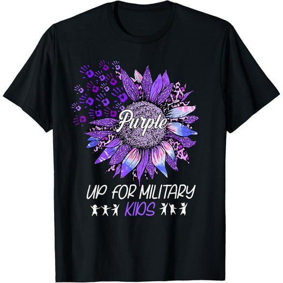 Purple Up For Military Kids - Sunflower Military Child Month Vinatge Gifts T-shirt