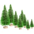 thumbnail image 1 of miniárboles de Navidad artificiales con cepillo para botellas, de sisal, con base de madera, para nieve y escarcha, adornos de pino en miniatura para Navidad, Año Nuevo, fiestas, decoración de mesa, 1 of 7