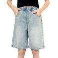 thumbnail image 3 of Glisme Girls Shorts Summer Loose Fashion Personality Casual Thin Denim Shorts Comfortable Close Fitting Blue Shorts Size 7-9 Years, 3 of 9