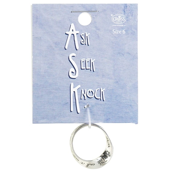 Dicksons 35-8334 Ask Seek Knock Wide Mobius Silver Plated Metal Women's Fashion Ring, Size 7