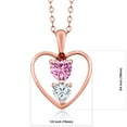 thumbnail image 2 of Gem Stone King 18K Rose Gold Plated Silver Pink Moissanite White Moissanite and Red Garnet Pendant Necklace for Women (0.74 Cttw, Gemstone Birthstone, Heart 5MM and 4MM, with 18 inch Silver Chain), 2 of 3