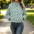 thumbnail image 5 of YanHoo Polka Dot Jacket for Women Drawstring Hem Button Down Cropped Lightweight Jackets Relaxed fit Coat with Pockets, 5 of 8