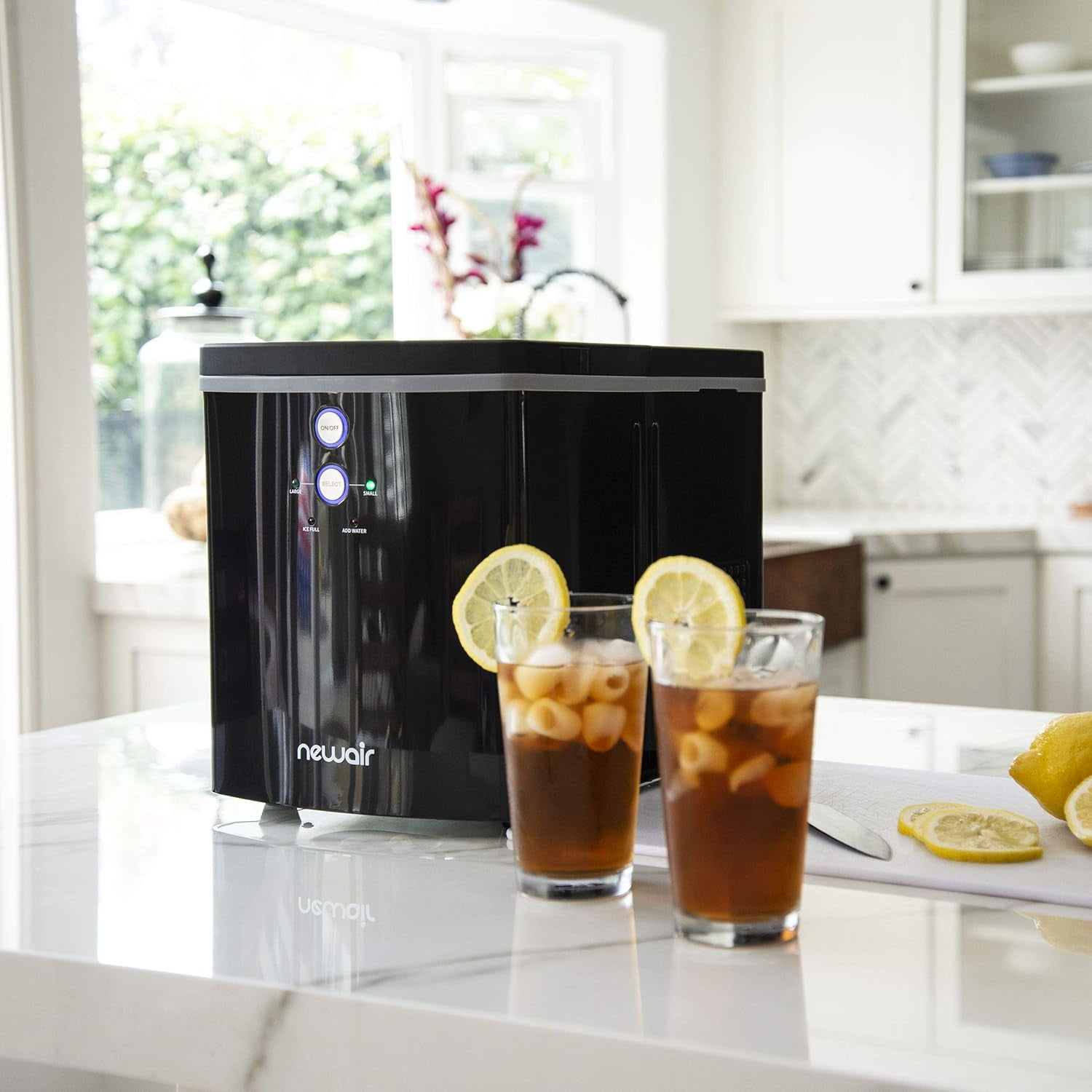 Restored Newair NIM033BK00-RB Portable Ice Maker with 2 Ice Sizes, 33 lbs of Ice a Day, Black (Refurbished)