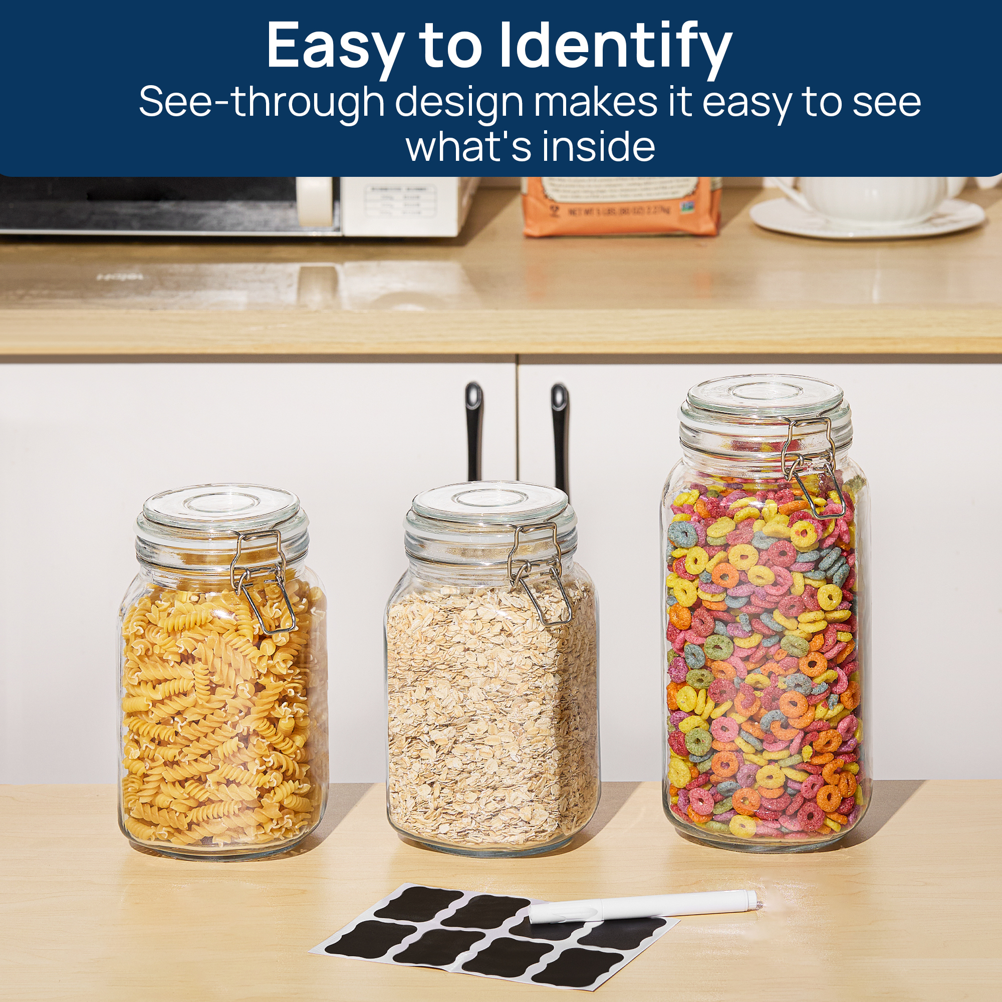 Sindcom Airtight Glass Storage Jars with Lids, 3-Piece Set photo 5