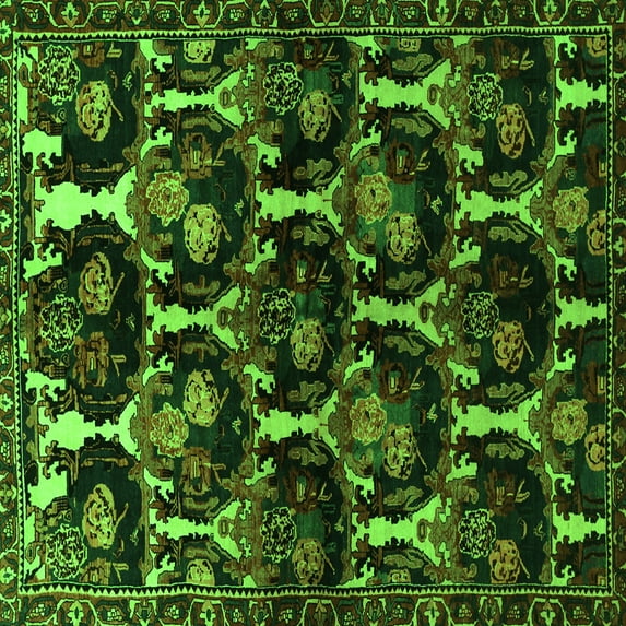 Ahgly Company Indoor Square Persian Green Traditional Area Rugs, 4' Square