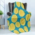 thumbnail image 4 of Lemons Soft Flannel Fleece Throw Blanket, Citrus Slices Simplistic Summer Theme Tasty Refreshing Pattern, Cozy Plush for Indoor and Outdoor Use, 50" x 70", Sea Blue Earth Yellow, by Ambesonne, 4 of 5