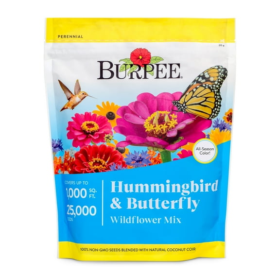 Burpee Hummingbird & Butterfly Mix Wildflower Seeds – Non-GMO, Attracts Pollinators, Annual & Perennial Flowers
