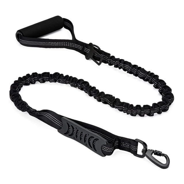 5ft Heavy-Duty Bungee Dog Leash, Shock Absorbing Elastic Lead with Dual Padded Handles, Reflective Training Leash for Medium Large Dogs