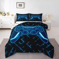 thumbnail image 1 of Erosebridal Neon Gamepad Bedding Full Comforter Set, Abstract Geometric Down Comforter, Game Player Decor, Reversible 3pcs, 1 of 7