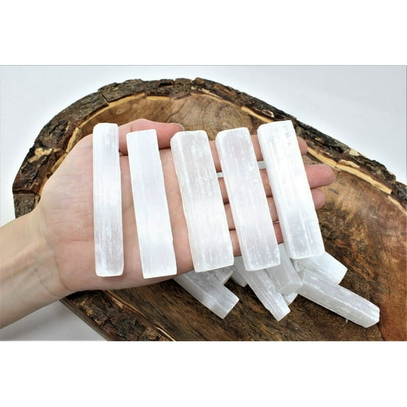 Raw Selenite Sticks, 1 Single 3" inch stick, Whole Sale, 1/2 lb, 1 lb, 3 lb, 5 lb High Grade, Selenite Wand, Gympsum, Healing Crystals