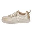 thumbnail image 6 of Rokment Women's Platform Chunky Low Top Fashion Sneakers Vintage Casual Leather Patchwork Zip up Height Increasing Non Slip Tennis Work Shoes Gold Size 6.5, 6 of 7