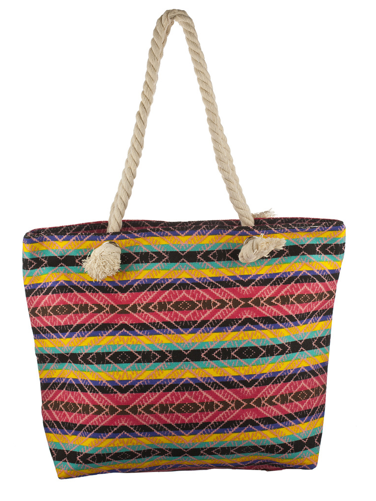 Lux Accessories Lux Accessories Womens Zip Up Beach Bag Bright Aztec ...