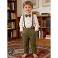 thumbnail image 2 of CARETOO Toddler Boys Suit Boys Formal Outfit Set Dress Shirt Bowtie Suspender Pants 1-5T Baby Boy Church Christening Wedding Easter Clothes 3T, 2 of 8