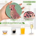 thumbnail image 2 of Yayeee 6 PCS Drink Coasters with Holder Set Woven Absorbent Round Tabletop Hot Pad, Big Pink Cheetah, 2 of 7