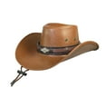 thumbnail image 3 of Sombrero de vaquero Sombrero para el sol al aire libre Sombreros de jazz con correa para la barbilla para música Marrón jinwen Sombrero de vaquero, 3 of 8