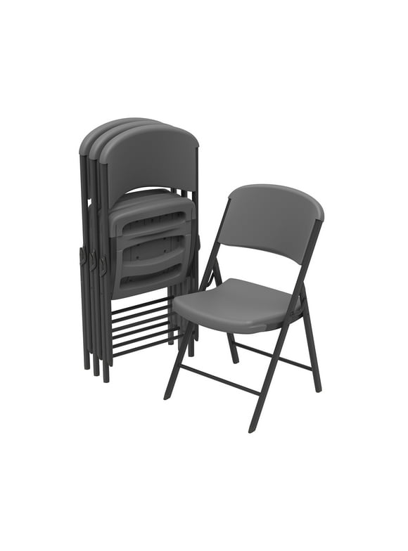 Lifetime Classic Folding Chair Commercial Grade, Adult Sized, Set of 4 - Gray (80818)