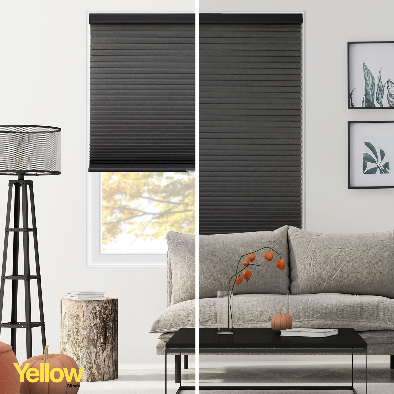 Yellow Blinds Cordless Light Filtering Honeycomb Cellular Shade Skyline Fog - 32.25"W X 84"H