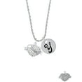 thumbnail image 2 of Delight Jewelry Silvertone Sister Banner on Clear Crystal Heart Silvertone Script Initial Disc - Y - Charm Necklace, 20"+3", 2 of 4