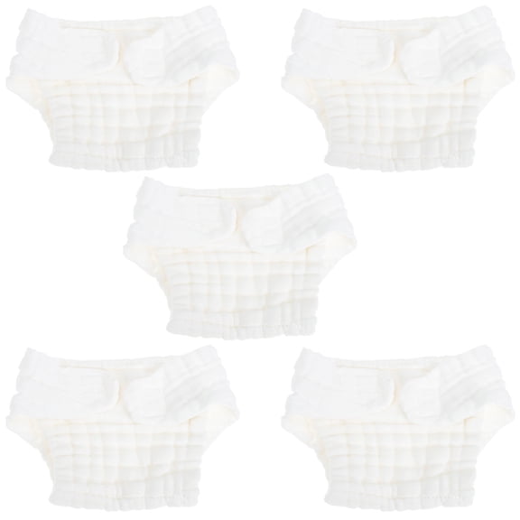 WRITWAA 5-Pack Newborn Cotton Baby Diapers White Soft Absorbent Breathable Diapers for Travel and Daily Use