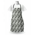 thumbnail image 3 of Skull Apron, Goth in Tropical Pineapples Leaves Modern Jungle, Unisex Kitchen Bib with Adjustable Neck for Cooking Gardening, Adult Size, Green Brown Sage Green, by Ambesonne, 3 of 4