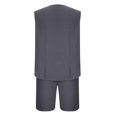 thumbnail image 3 of Snorda Men's Solid Color Button-Up Waistband Tank Shorts Two-Piece Crew-Neck Tank Suit, 3 of 4