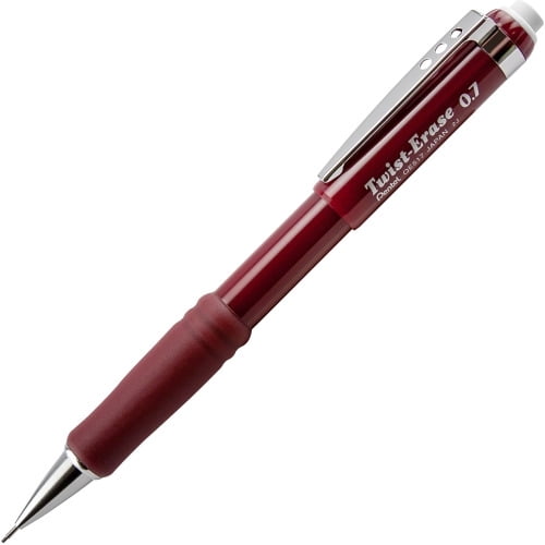 Pentel Twist-Erase III Mechanical Pencil #2 Lead - 0.7 mm Lead Diameter - Refillable - Red Barrel - 1 Each