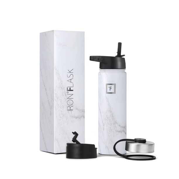 Botella de agua bucal en el matraz de hierro con m‡rmol de tapa de paja 22 oz Iron Flask Botella de agua bucal en el matraz de hierro con m‡rmol de tapa