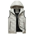 thumbnail image 3 of dzxyzu Men's Outerwear Vest Casual Stand Collar Vest Padded Jacket Coat Vest Outdoor Sports Hooded Golf Vest Windproof Sleeveless Cargo Jacket With Zip Pockets - Khaki, 3 of 5