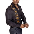 thumbnail image 3 of Camisa Hombre Casual Negra Franja Flores Cempasuchil Moon Ra, 3 of 6