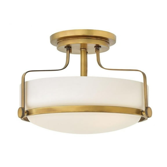 3 Light Medium Semi-Flush Mount in Transitional Style 14.5 inches Wide By 10 inches High-Heritage Brass Finish-Etched Opal Glass Color-Incandescent