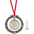 thumbnail image 4 of Coin Wreath Silvertone Pewter Ornament | JFK Presidential Seal Half Dollar Selectively Layered in Gold | Certificate of Authenticity, 4 of 6