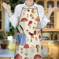 thumbnail image 6 of Red Mushroom Floral Light Beige Pattern Apron-Garden Aprons for Women with Pockets-Cotton Linen Waterproof Kitchen Cooking Gardening Aprons Adjustable for Kitchen,Cooking,BBQ and Salon 33x27 Inch, 6 of 7