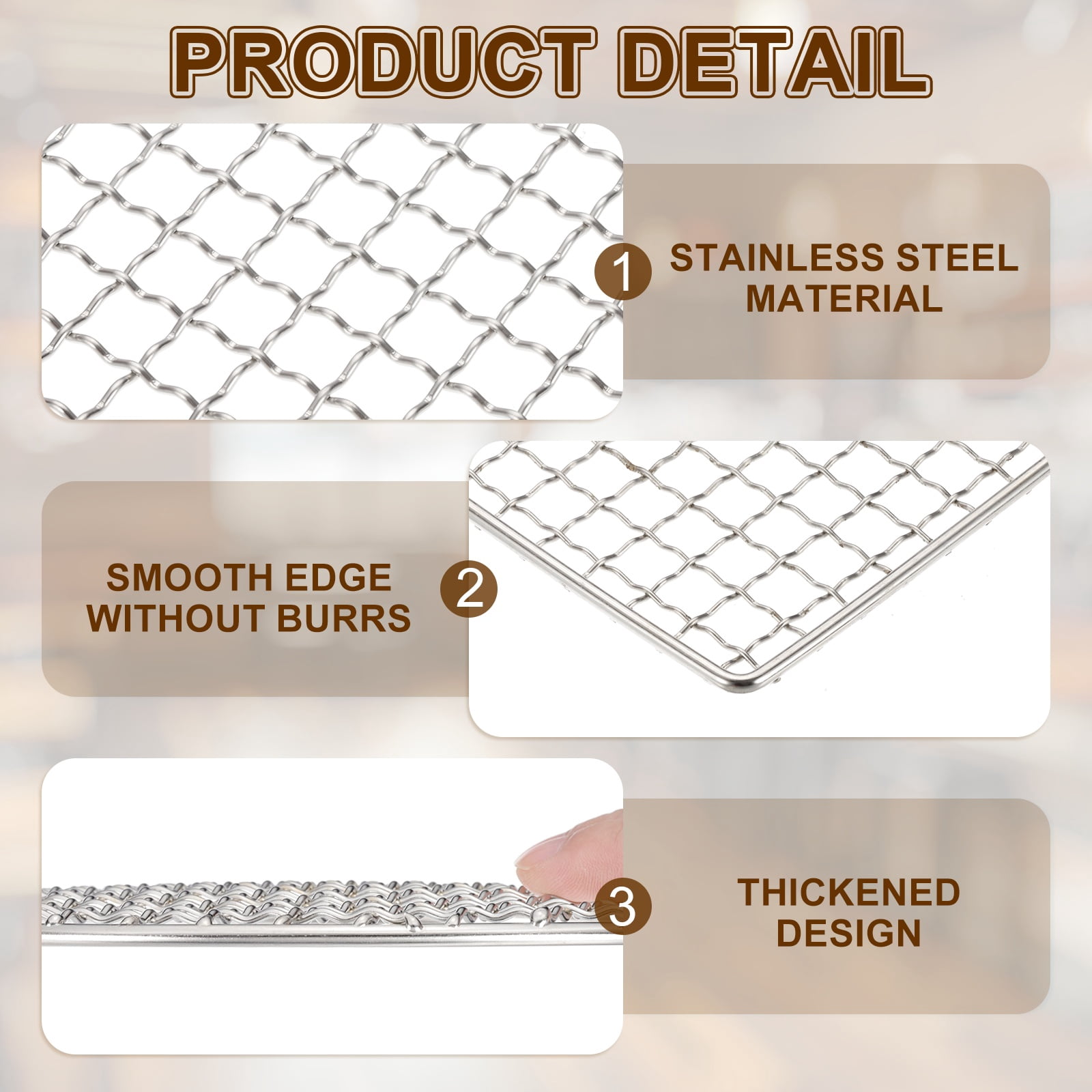 Unique Bargains Stainless Steel Barbecue Grill Net Mesh Rack Grate 3.9" x 5.9"