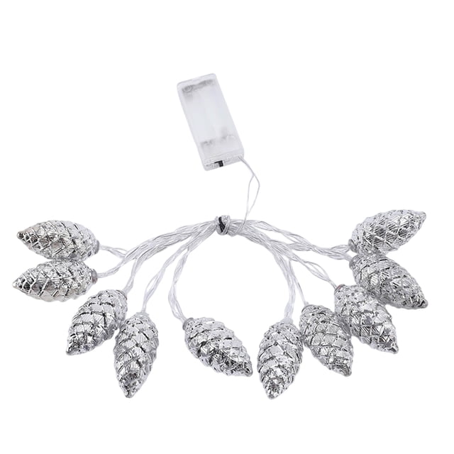 Silver Pinecone Shaped Light String Christmas Tree Pendant Silver 78.74 Inches Plastic Christmas Scene Decoration Festive Led Lights Hanging Decor