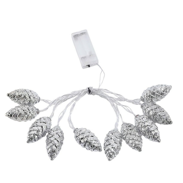 Decoraciones de Navidad Al Aire Libre Pinecone en Forma de Cuerda de Luz 200cm Oro Plata Led Árbol Colgante Luces de Navidad Al Aire Libre