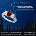 thumbnail image 2 of Gem Stone King 925 Sterling Silver Red Rhodolite Garnet and White Moissanite Filigree Style 3 Stone Ring for Women (2.35 Cttw, Oval 8X6MM and 6X4MM) (Size 6), 2 of 6