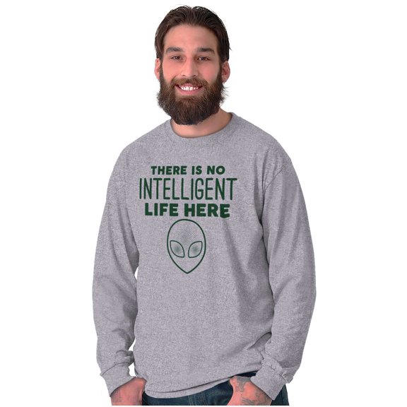 Funny Alien UFO Believers Sarcastic Plus Size Long Sleeve Graphic Tee Shirt Brisco Brands 2X